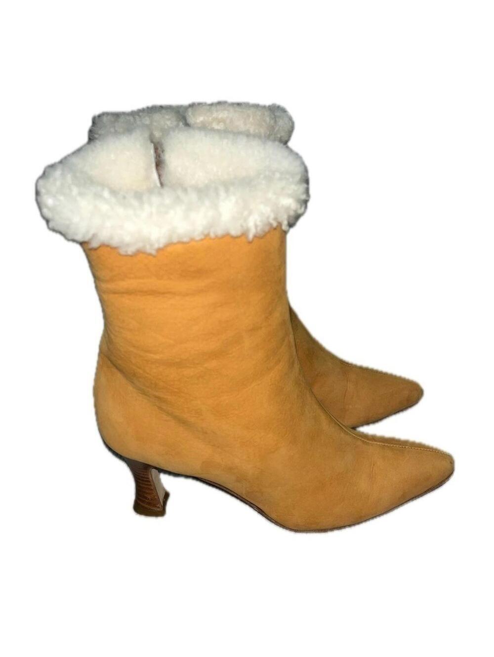 Bally Shearling Suede Booties Heels, Size 7.5, Made in Italy - Picture 5 of 11